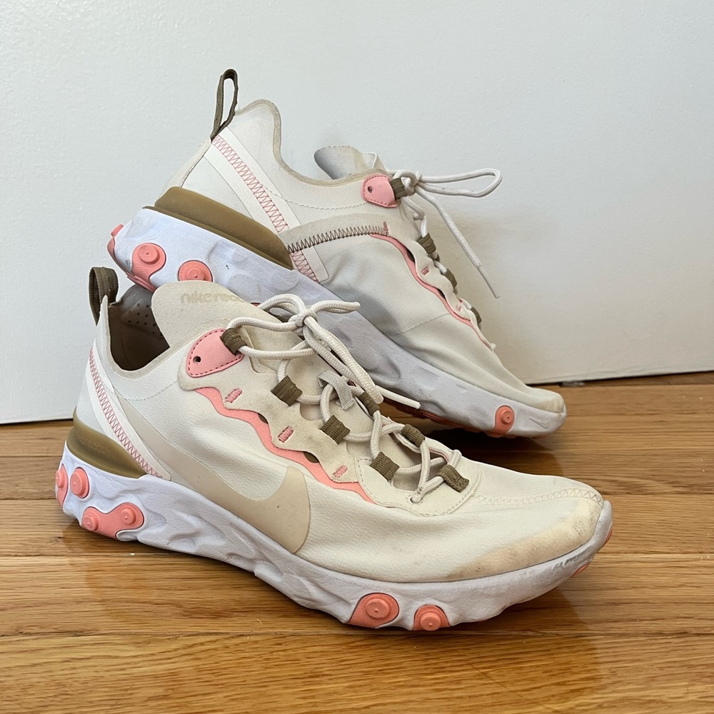 Nike React Sneakers with Pink and Cream Accents